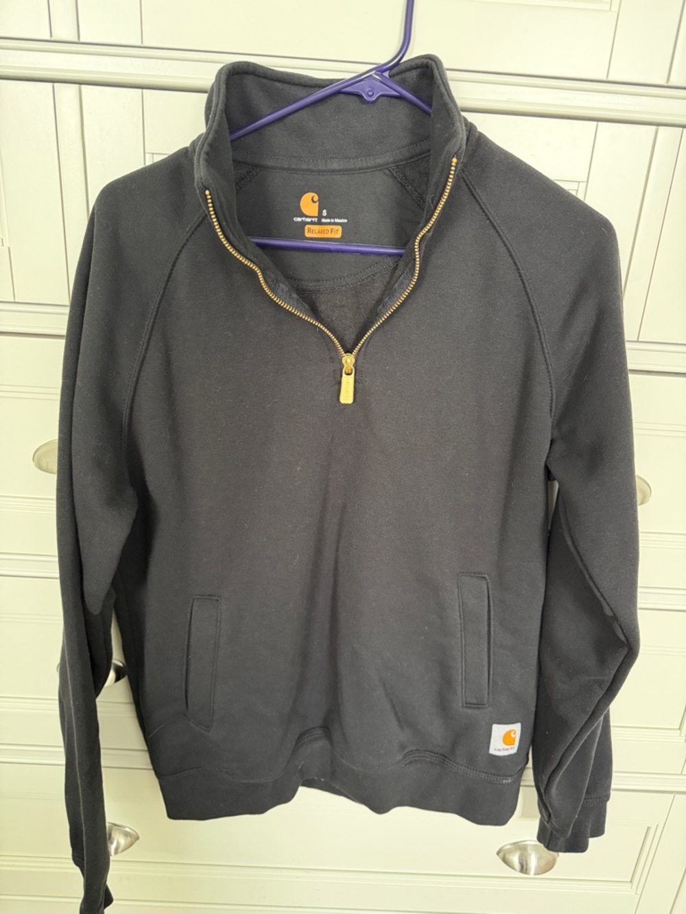 Carhartt Men’s Black Zip-Up Fleece with Gold-Tone Zipper